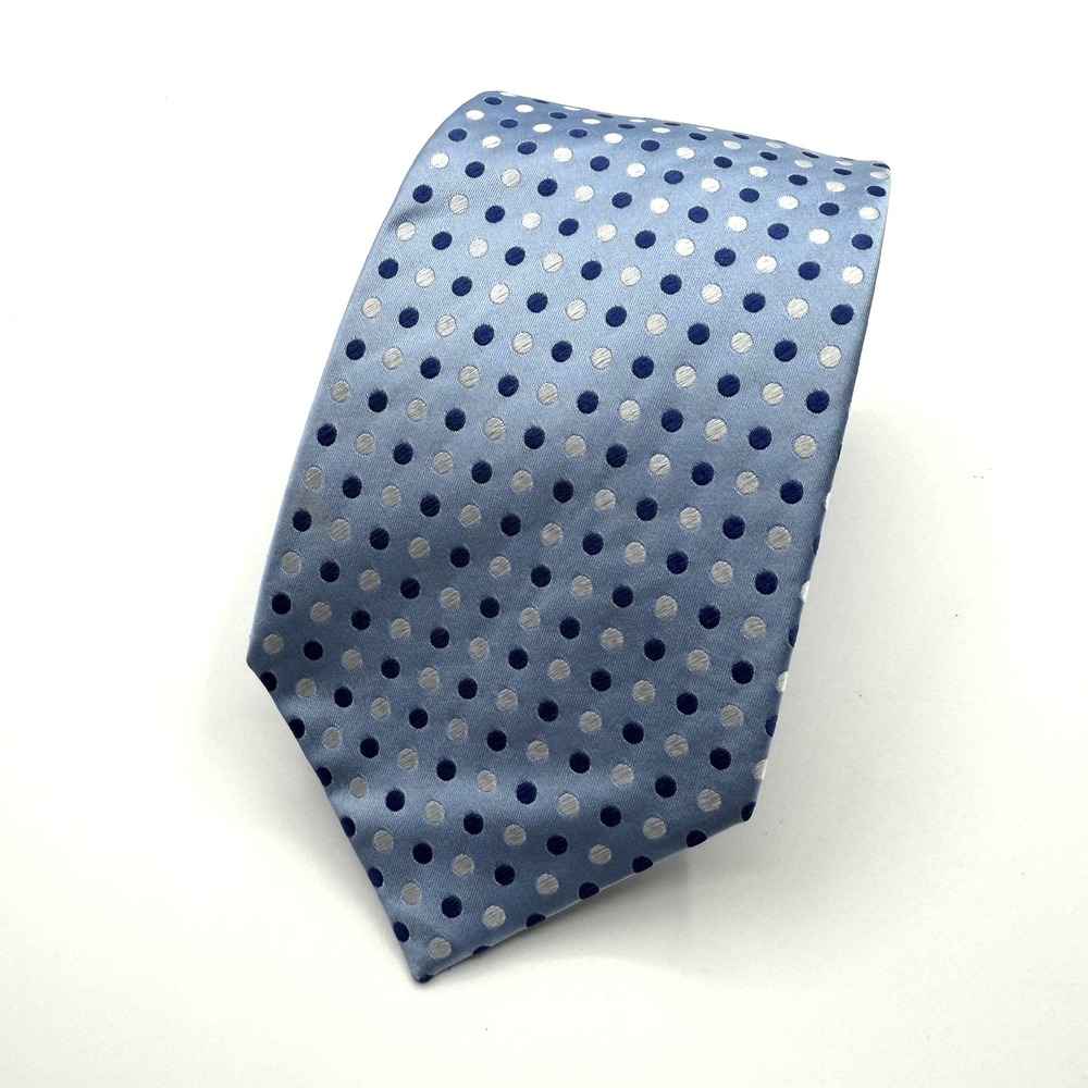 Geoffrey Beene Tie Mens Light Blue Silk Polka Dot Necktie Classic Dress Business